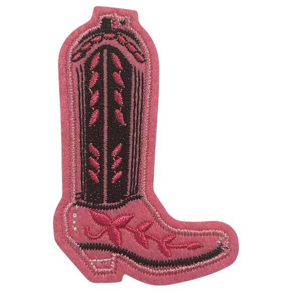 Cowboy Boot in Pink and Black Detailed Iron On Patch - Picture 2 of 2
